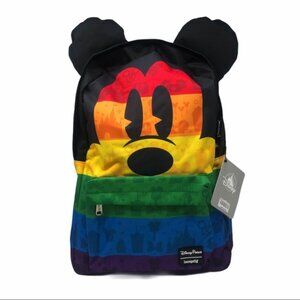 NEW Disney Parks Loungefly Mickey Mouse W/ Ears Rainbow Pride Backpack
